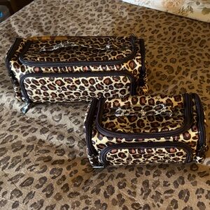 🐷 Lug Leopard Brown Trolley & Mini Trolley Cosmetic Bag Set -